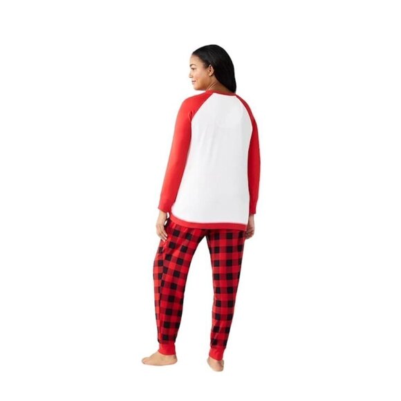 Cuddl Duds Womens Red Black Plaid Polar Bear Pajamas 2 Pc Sets Plus Size 2X New - Picture 2 of 7